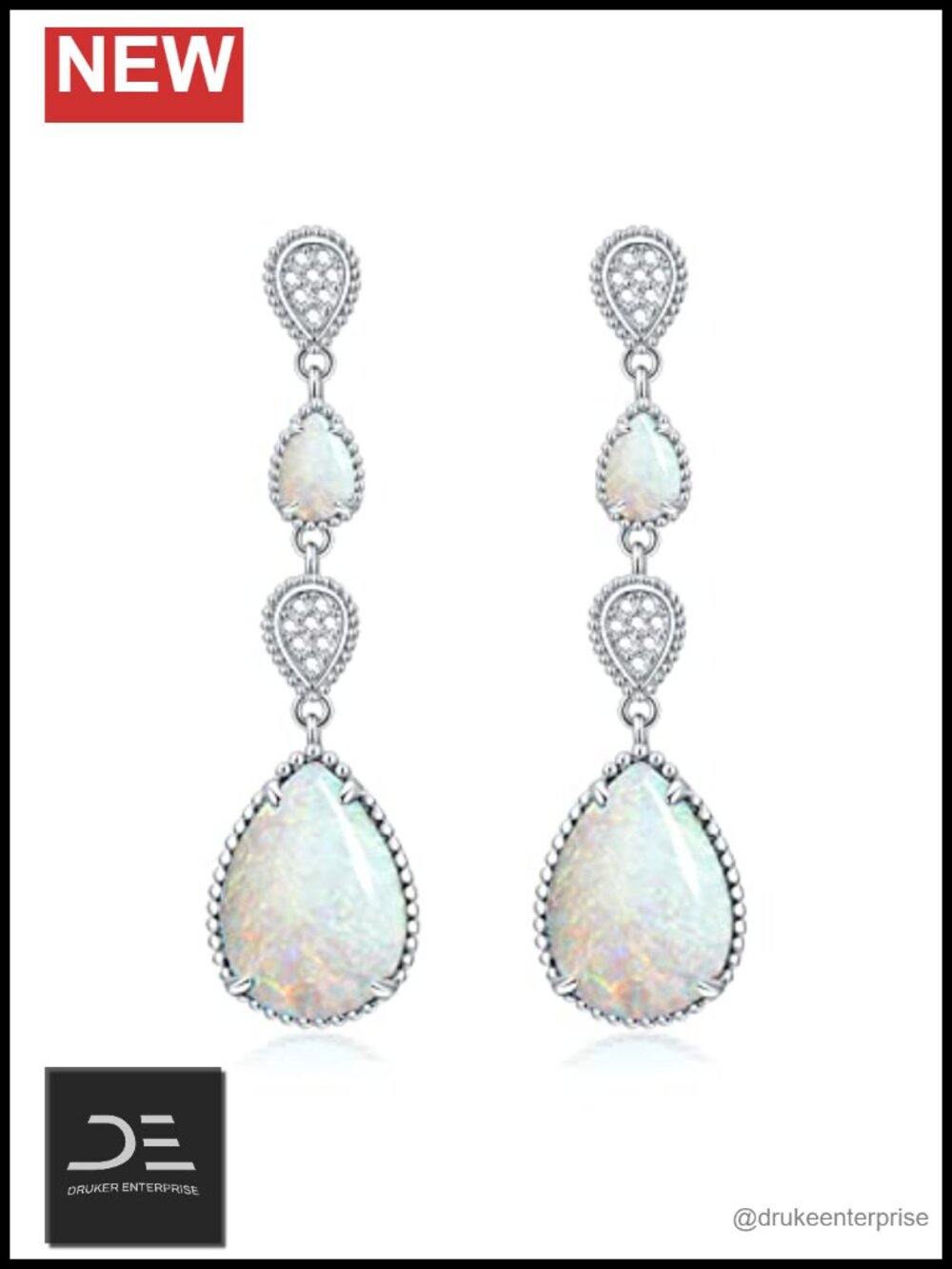 Sterling Silver Drop Dangle Earrings with Moissanite for Women